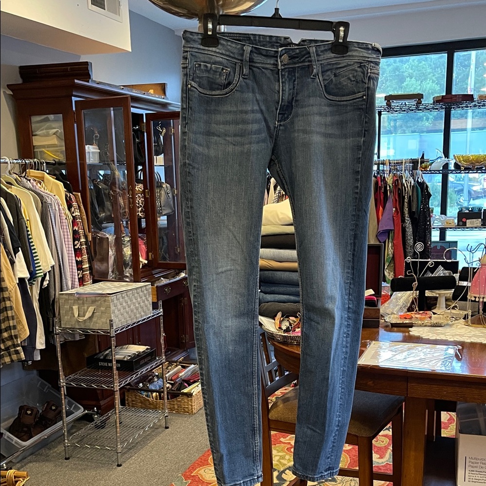 Vigoss Skinny Low Rise Jeans Size 8 – Heavy Stitching & Embellished Back Pockets